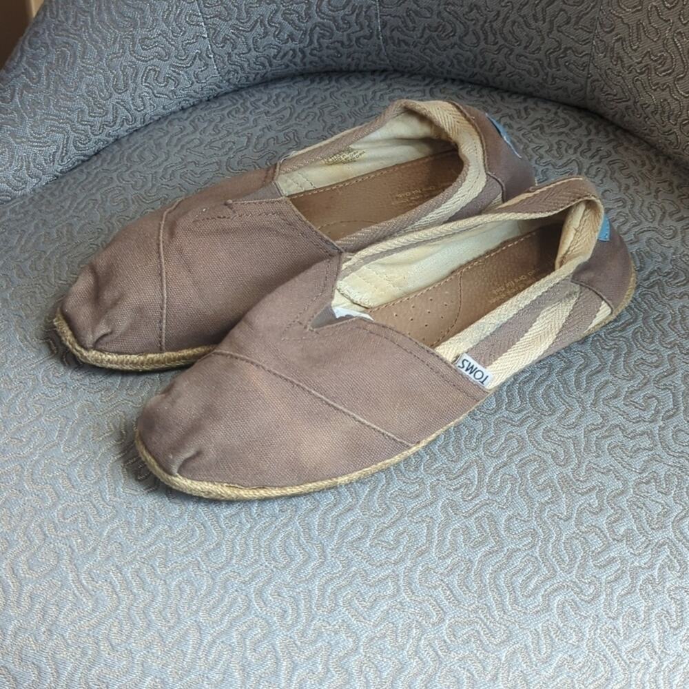 Toms Brown Canvas Slip-On Flats